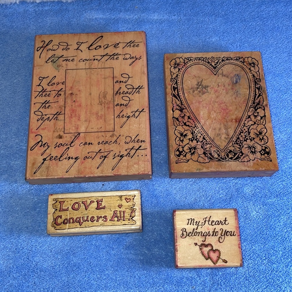 Retired Vintage Valentines Day Mounted Rubber Stamps.  Qty. 8. - Picture 2 of 5